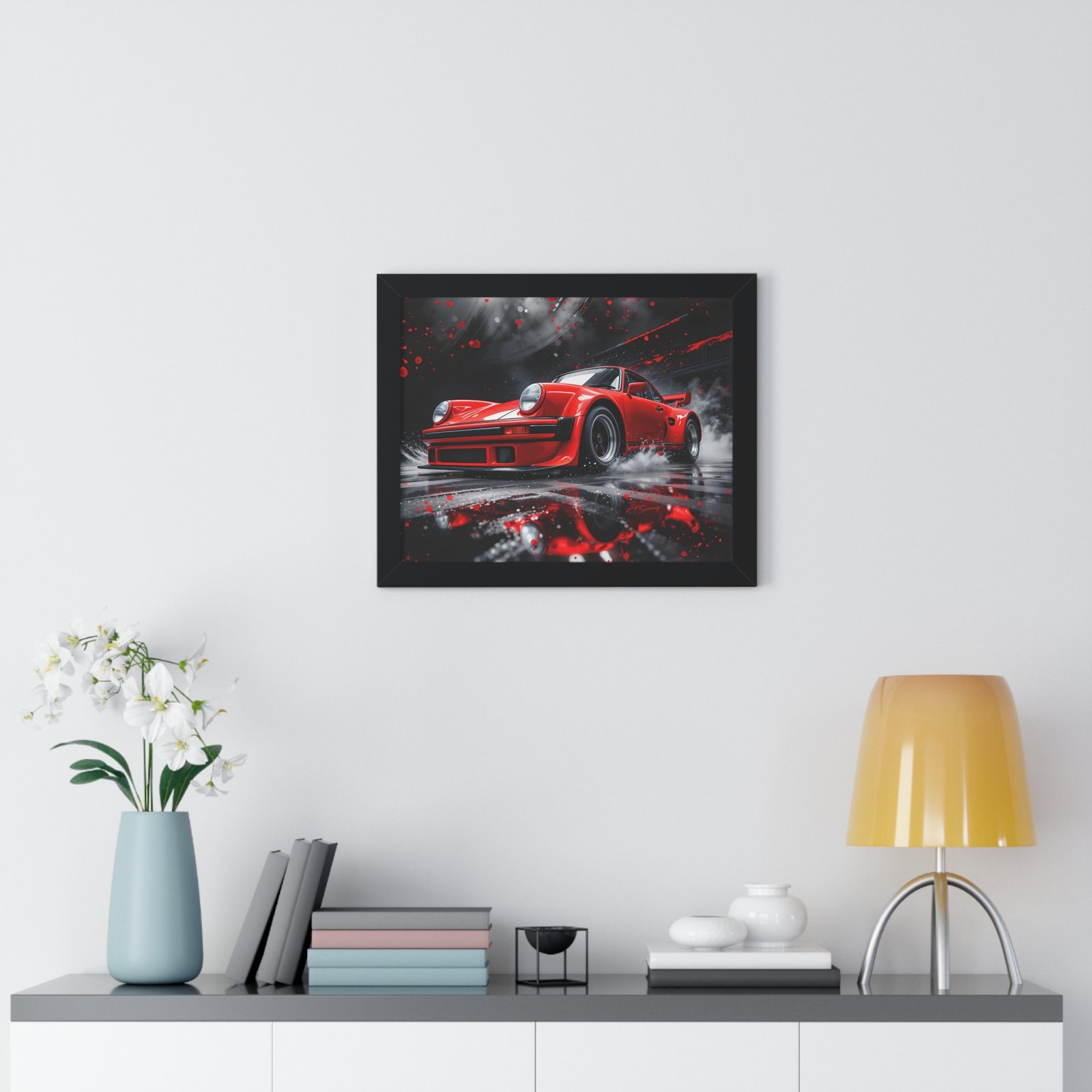 Limited Edition Porsche 930 Turbo Wall Art Framed Print in Red | Classic Porsche Collector’s Artwork - Image 2