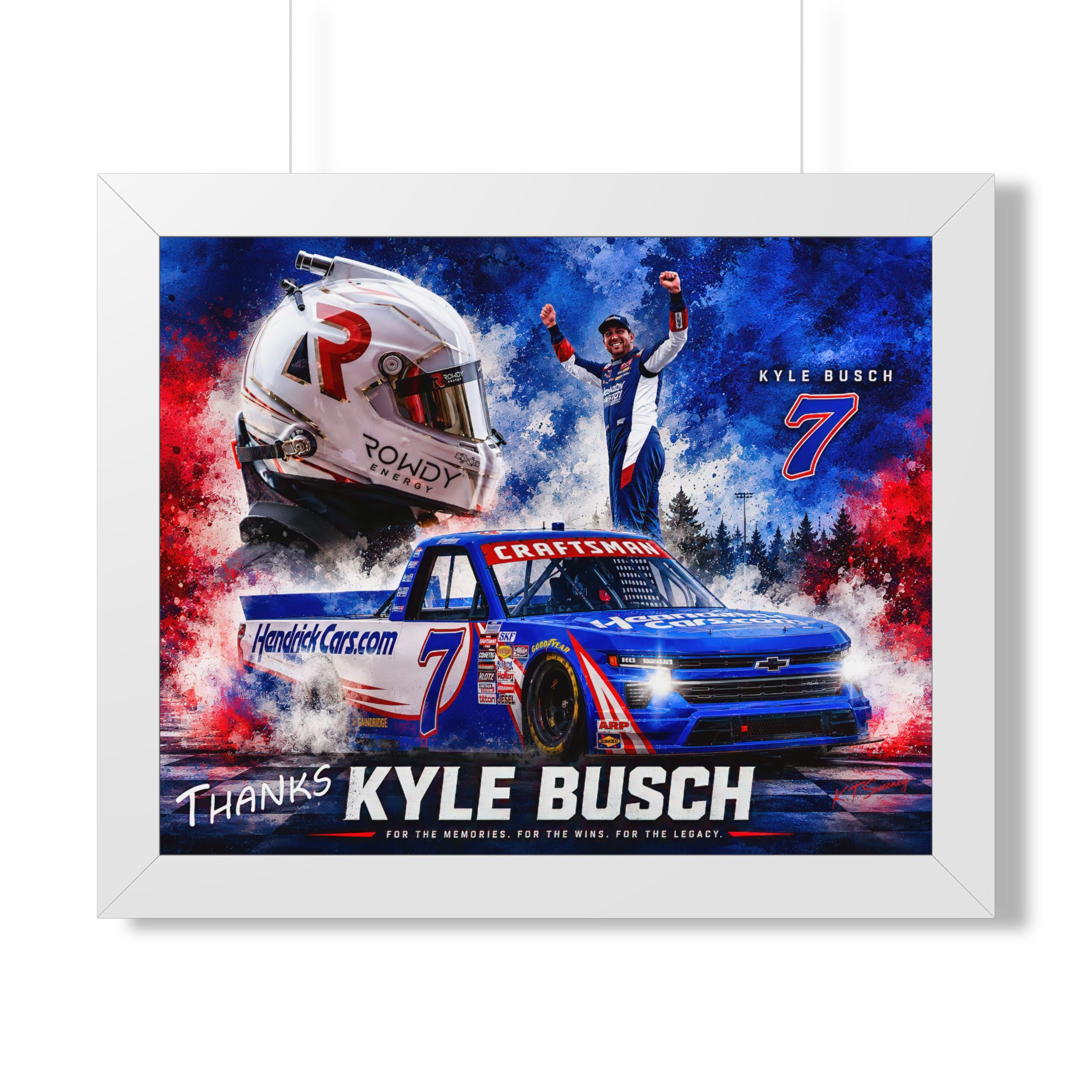 Kyle Busch #7 NASCAR Truck Tribute | Limited Edition Motorsports Wall Art | HendrickCars.com Craftsman Truck Series | Framed Racing Artwork - Image 16