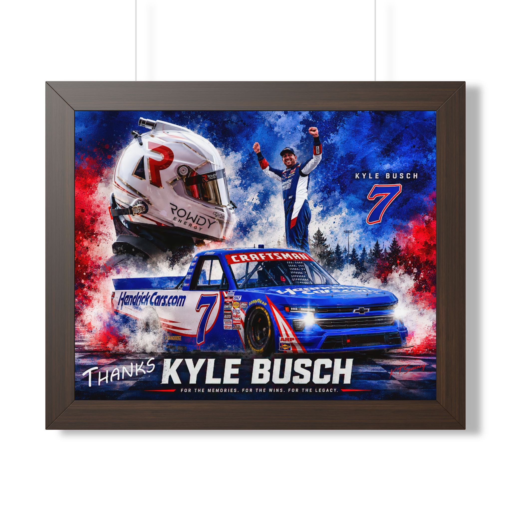 Kyle Busch #7 NASCAR Truck Tribute | Limited Edition Motorsports Wall Art | HendrickCars.com Craftsman Truck Series | Framed Racing Artwork - Image 10