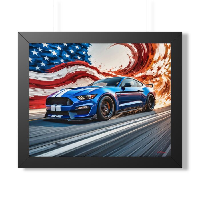 Limited Edition Mustang GT Wall Art Framed Print in Blue with White Stripes | Classic Mustang Collector’s Artwork