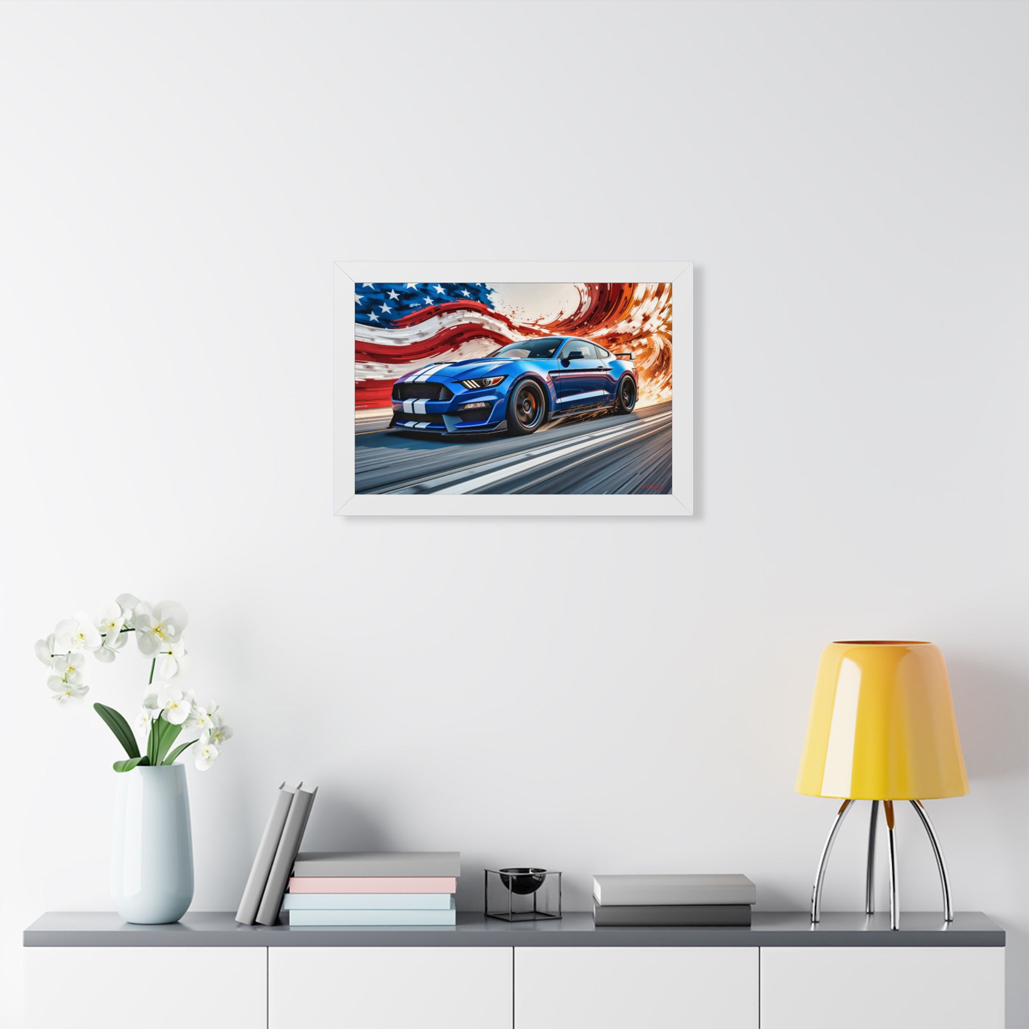 Limited Edition Mustang GT Wall Art Framed Print in Blue with White Stripes | Classic Mustang Collector’s Artwork - Image 23