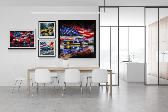 1966 Roger Penske Corvette Sting Ray #9 Racing Artwork | Vintage American Motorsport Original Art