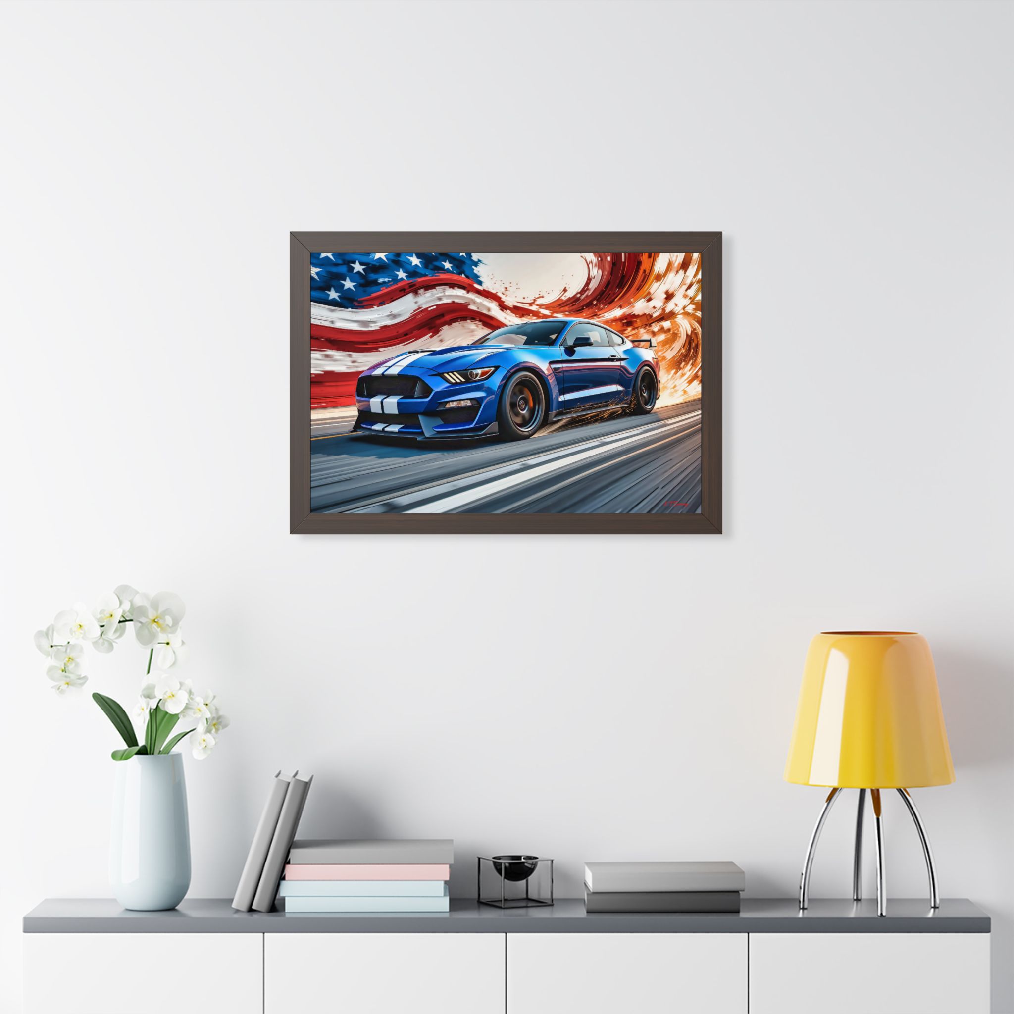 Limited Edition Mustang GT Wall Art Framed Print in Blue with White Stripes | Classic Mustang Collector’s Artwork - Image 17