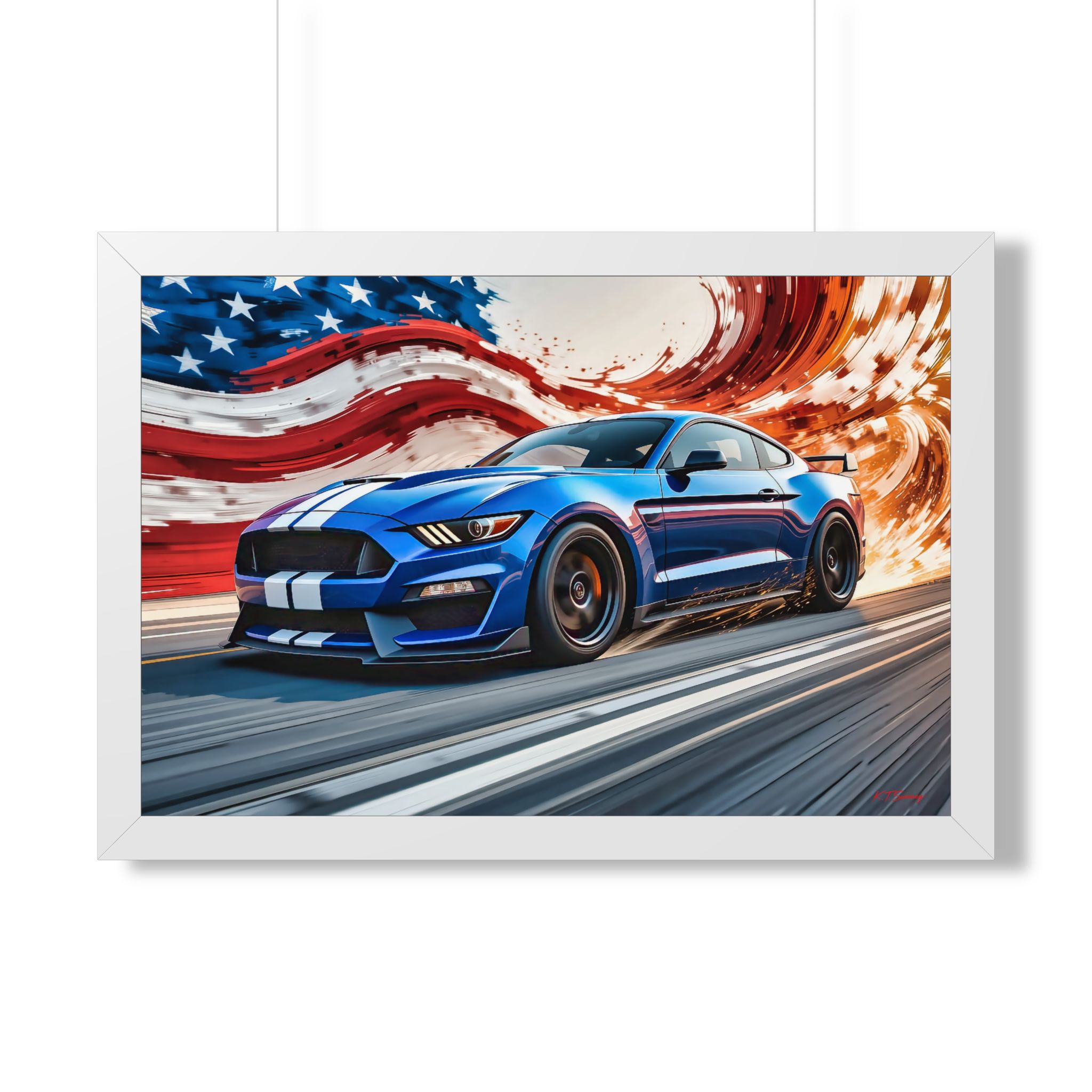 Limited Edition Mustang GT Wall Art Framed Print in Blue with White Stripes | Classic Mustang Collector’s Artwork - Image 25