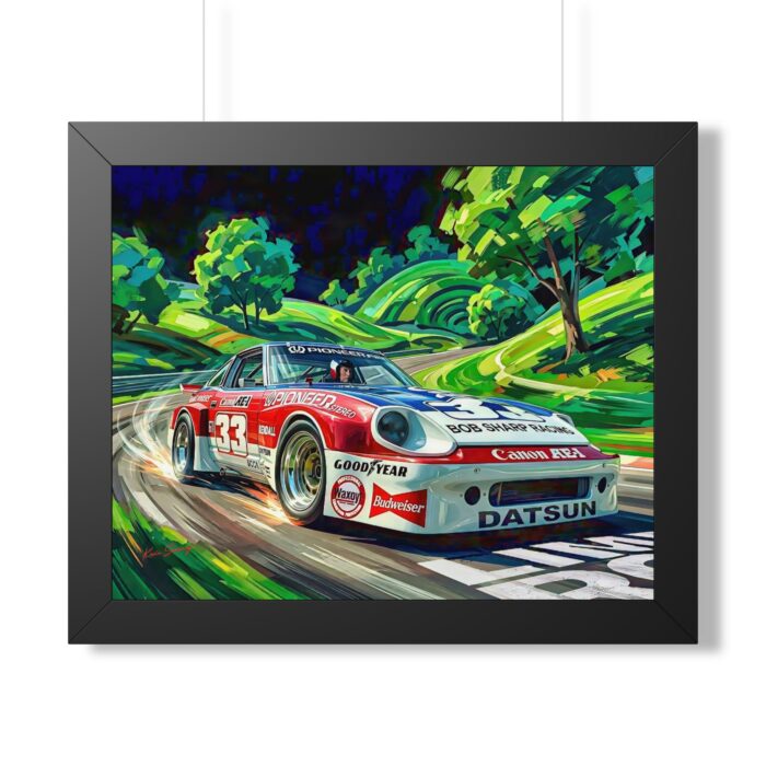 Paul Newman Inspired Datsun 280ZX Racing Artwork | Vintage Sports Car Wall Art | Museum-Grade Framed Collector Print