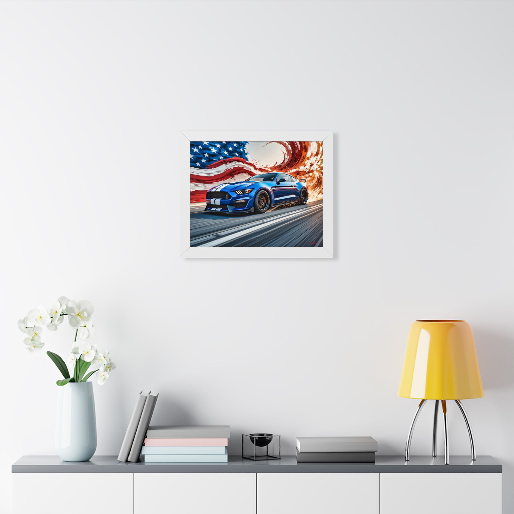 Limited Edition Mustang GT Wall Art Framed Print in Blue with White Stripes | Classic Mustang Collector’s Artwork - Image 20