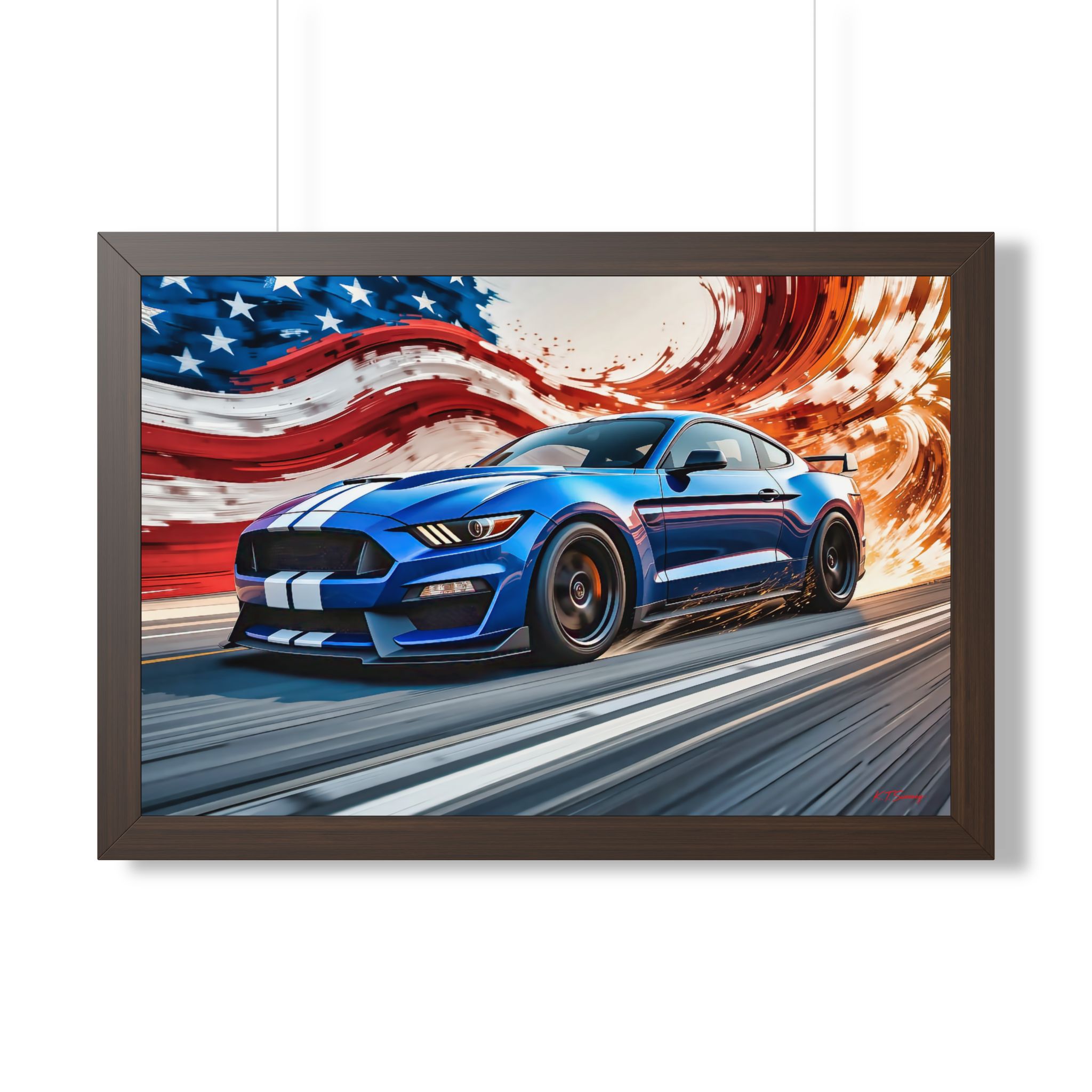 Limited Edition Mustang GT Wall Art Framed Print in Blue with White Stripes | Classic Mustang Collector’s Artwork - Image 16