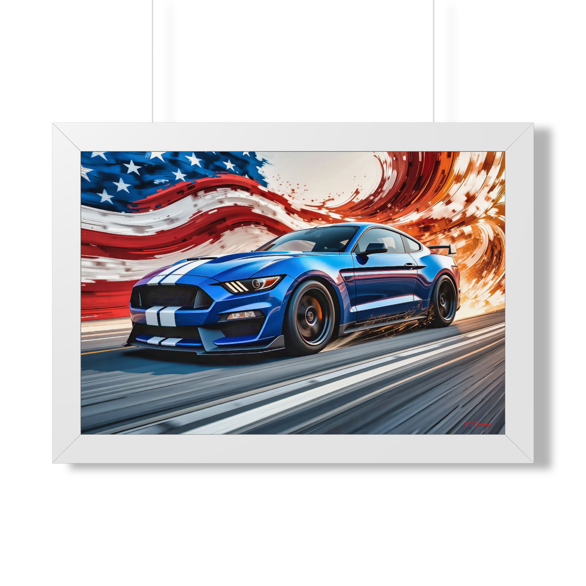Limited Edition Mustang GT Wall Art Framed Print in Blue with White Stripes | Classic Mustang Collector’s Artwork - Image 22
