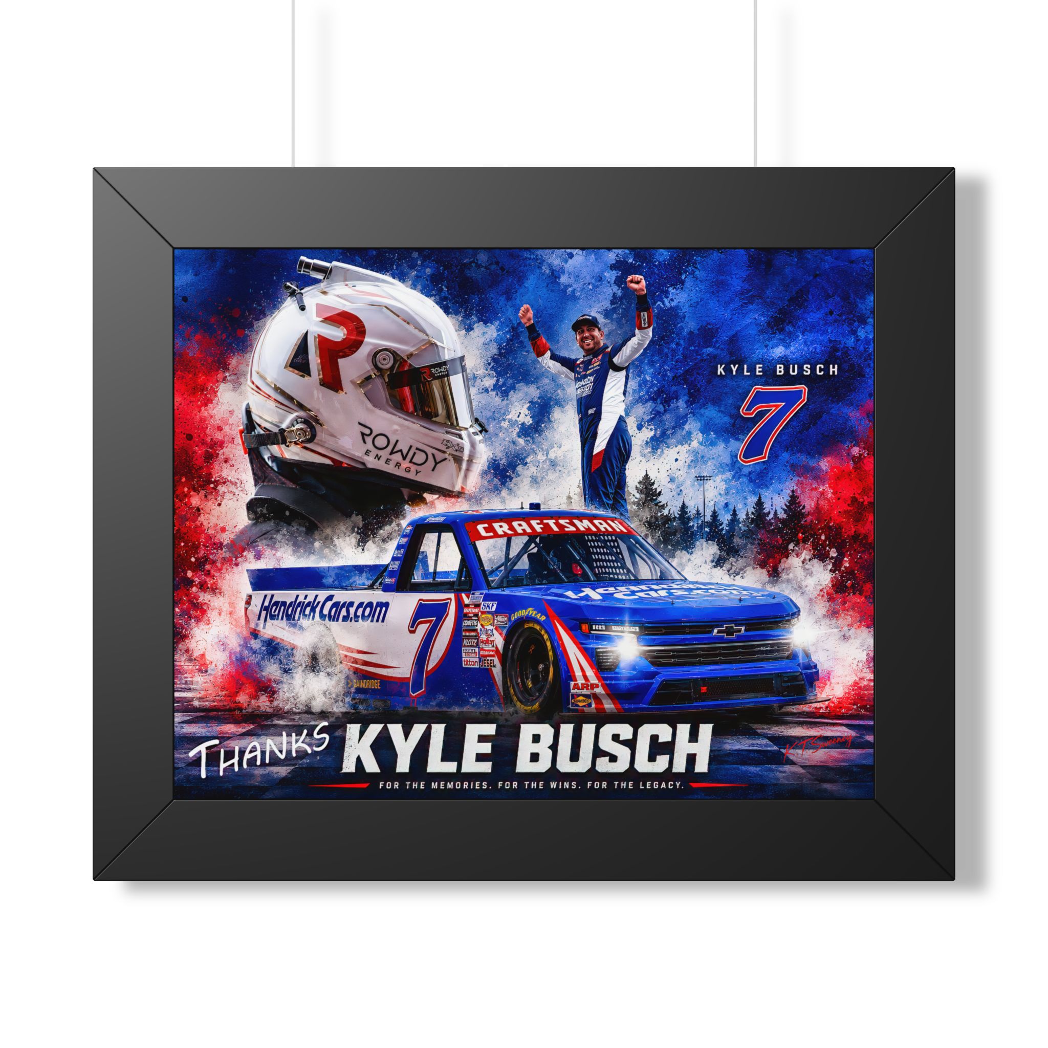 Kyle Busch #7 NASCAR Truck Tribute | Limited Edition Motorsports Wall Art | HendrickCars.com Craftsman Truck Series | Framed Racing Artwork