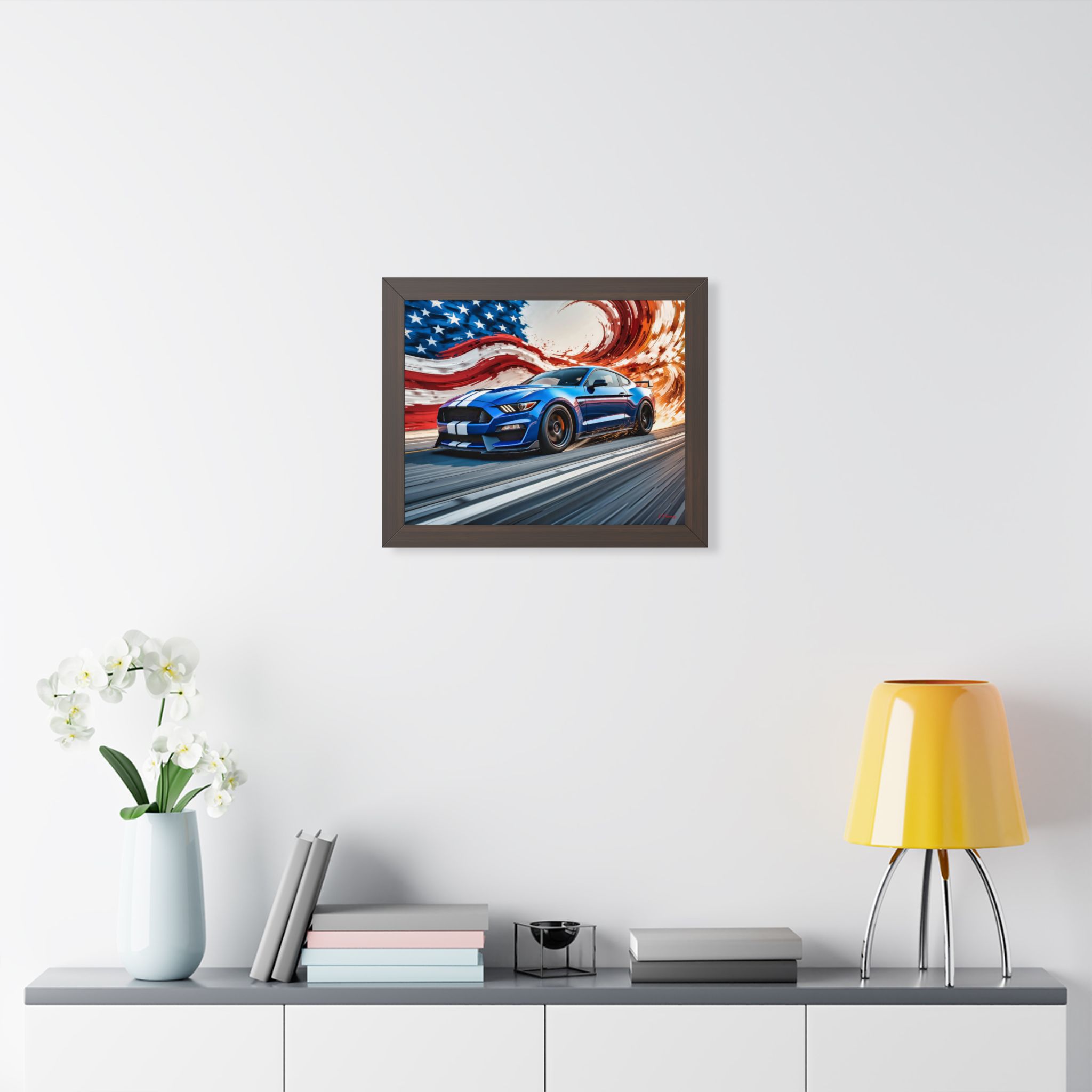 Limited Edition Mustang GT Wall Art Framed Print in Blue with White Stripes | Classic Mustang Collector’s Artwork - Image 11